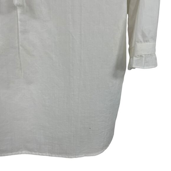 J. McLaughlin Tie Neck Ruffle Collar Embroidery Cut Out Cotton Top White XS ASIS - Picture 2 of 7